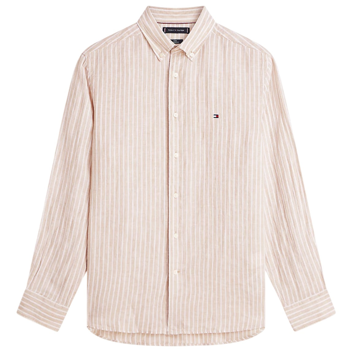 Tommy Hilfiger Linen Bengal Stripe Overhemd Beige