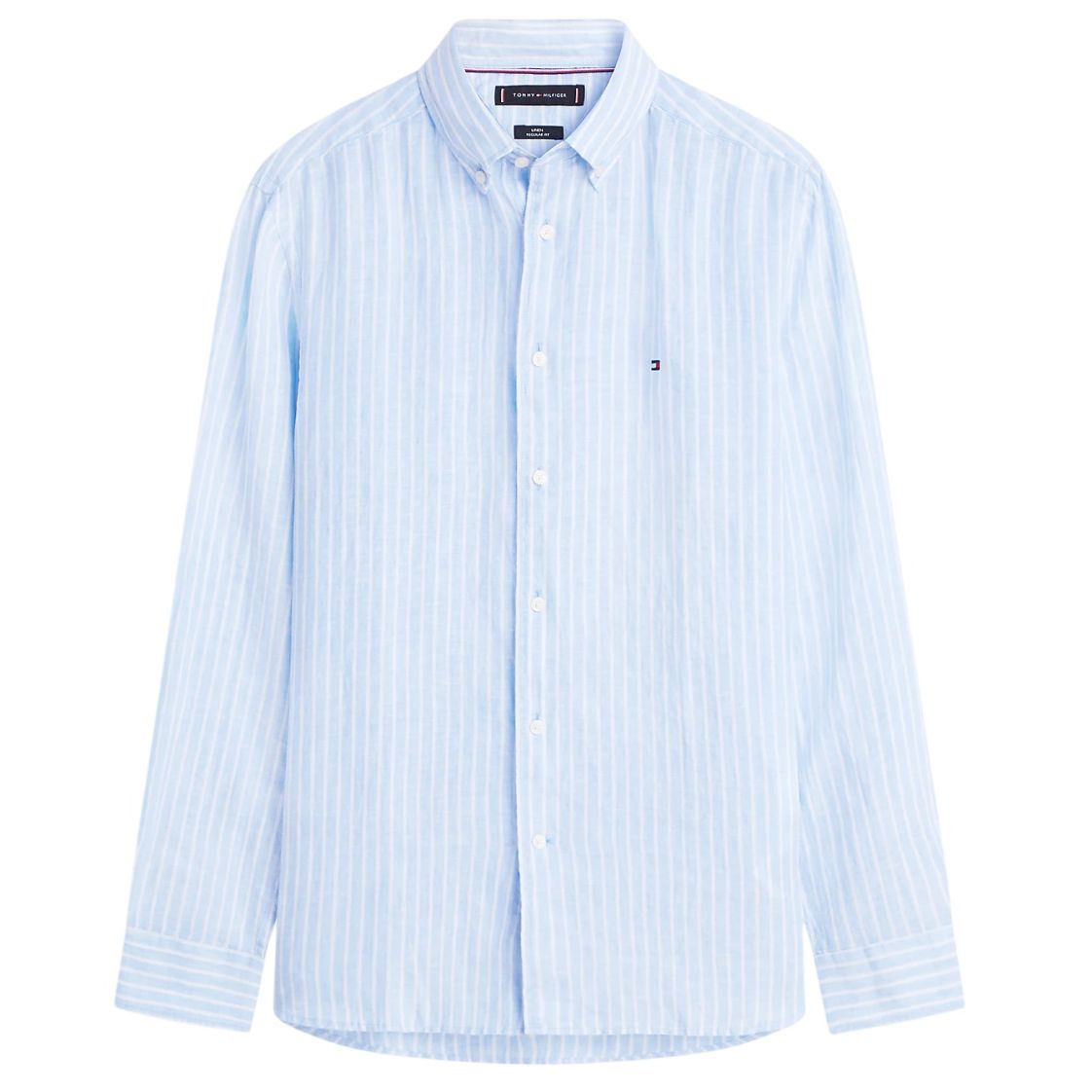 Tommy Hilfiger Linen Bengal Stripe Overhemd Licht Blauw