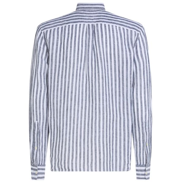 Tommy Hilfiger Linen Essential Stripe Overhemd Navy/Wit