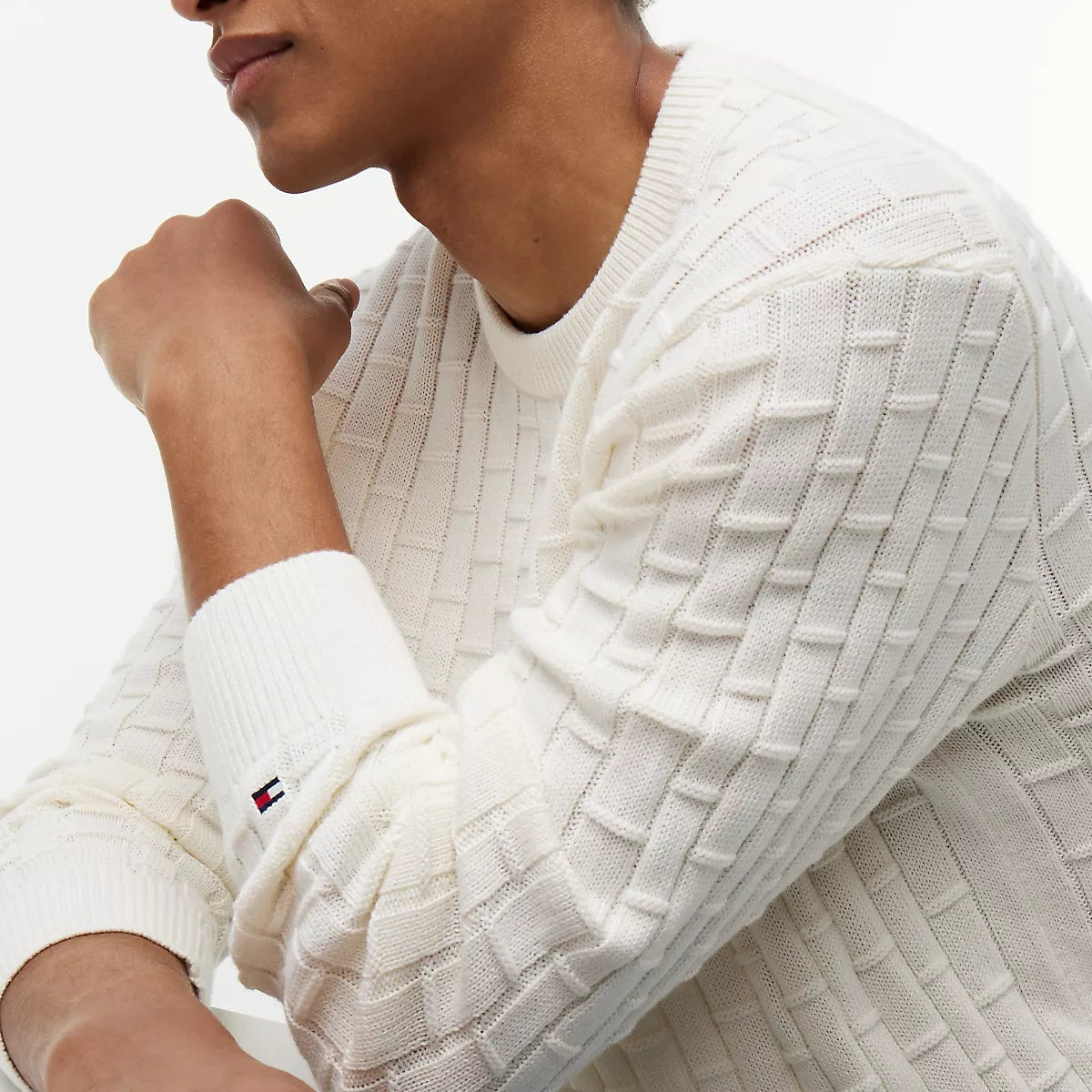 Tommy Hilfiger Mock Cable Sweater Off White
