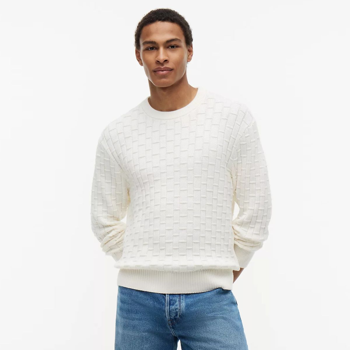 Tommy Hilfiger Mock Cable Sweater Off White