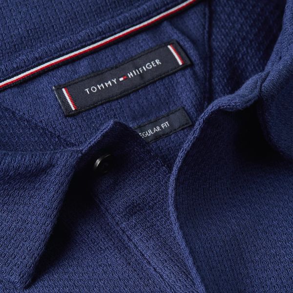 Tommy Hilfiger Open Knit Full Plack Overhemd Navy