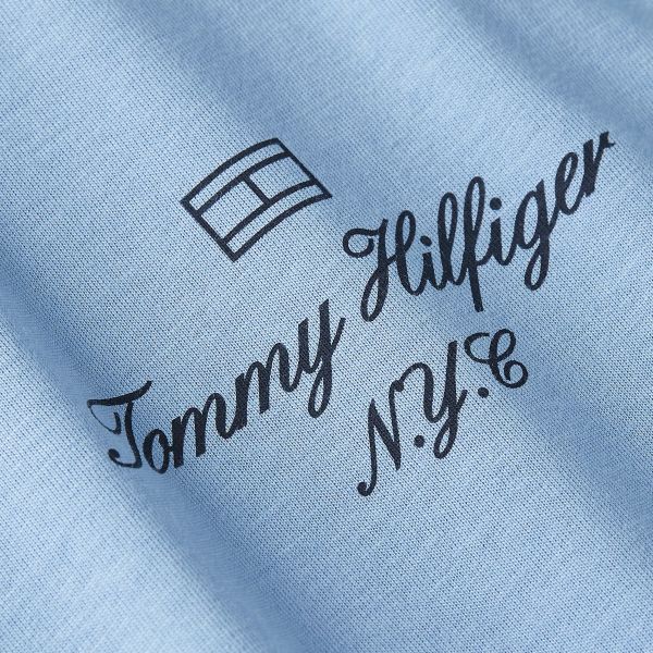 Tommy Hilfiger Outline Flag Script T-shirt Licht Blauw
