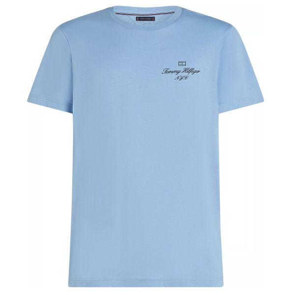 Tommy Hilfiger Outline Flag Script T-shirt Licht Blauw