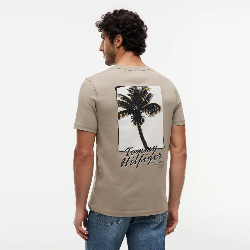 Tommy Hilfiger Palm Photo Print T-shirt Beige