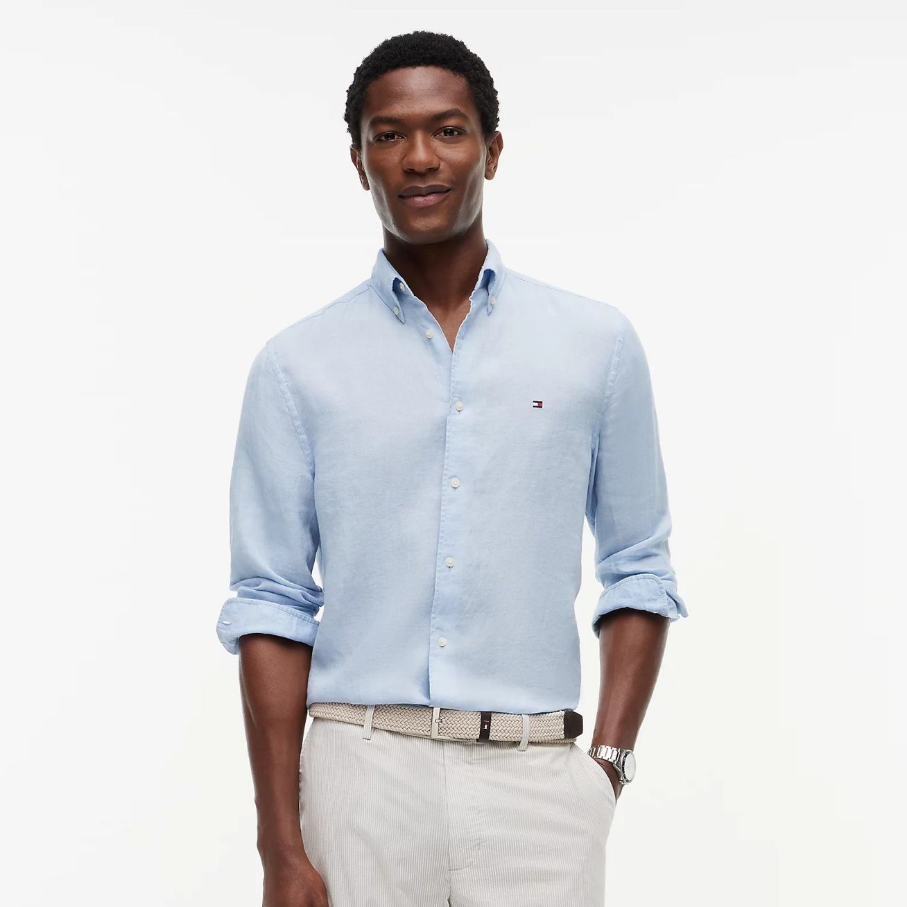 Tommy Hilfiger Pigment Dyed Solid Overhemd Licht Blauw