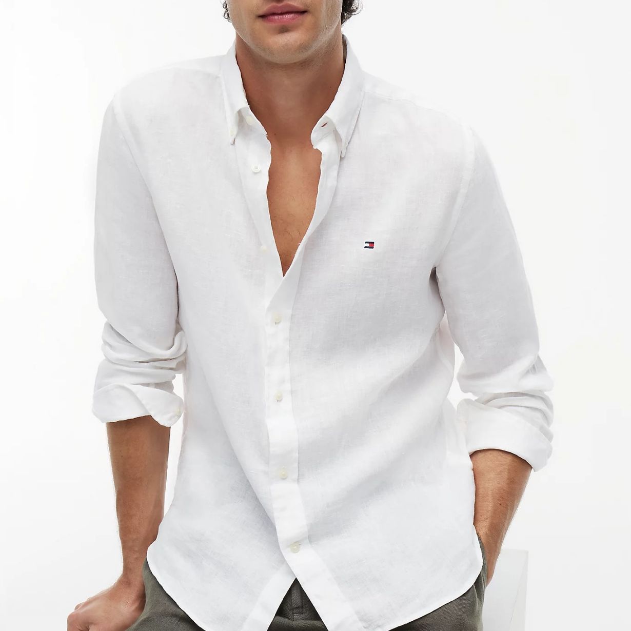 Tommy Hilfiger Pigment Dyed Solid Overhemd Wit