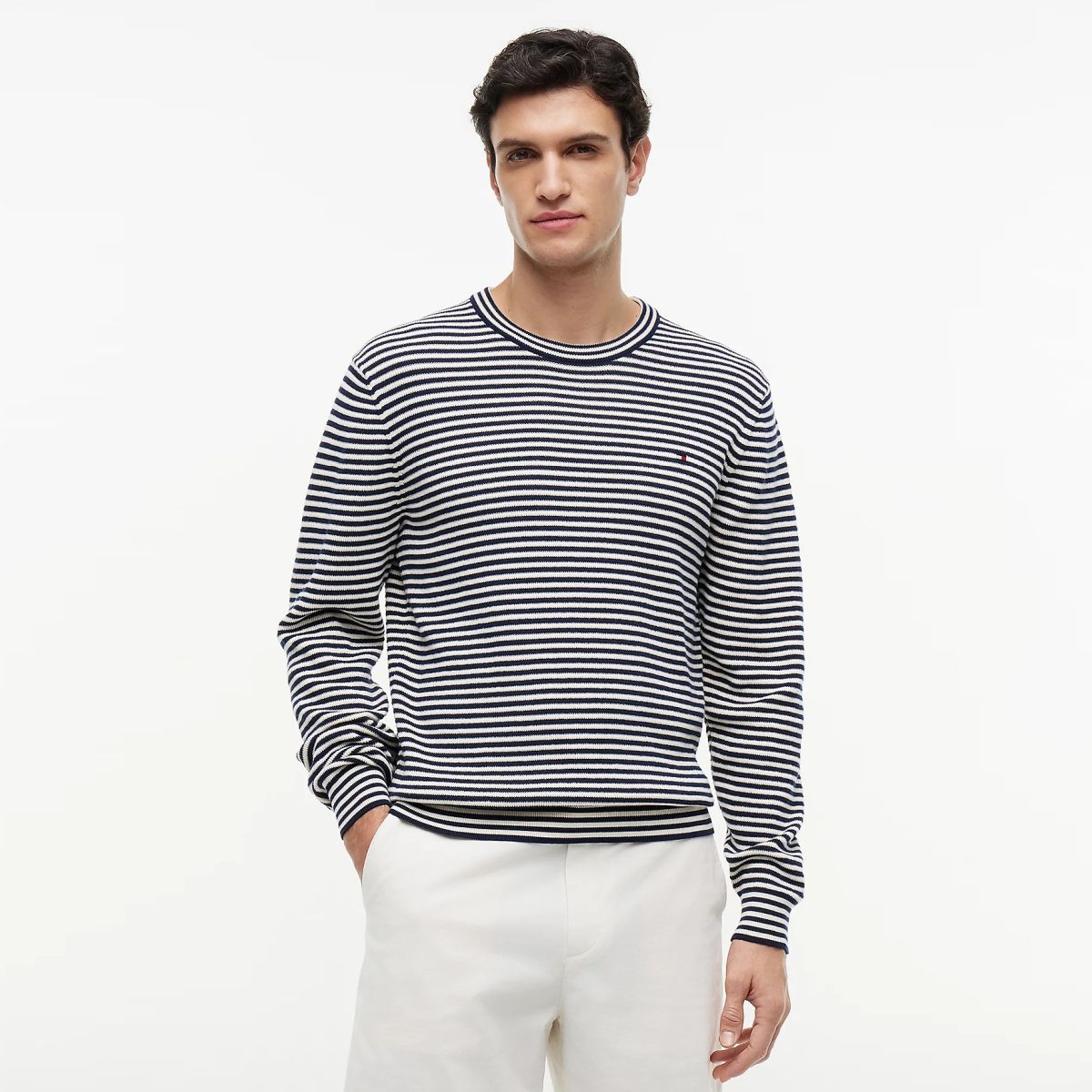 Tommy Hilfiger Structured Yarn Dyed Sweater Navy/Wit