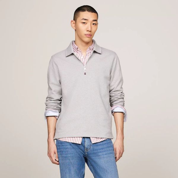 Tommy Hilfiger Terry Half Zip Sweater Grijs