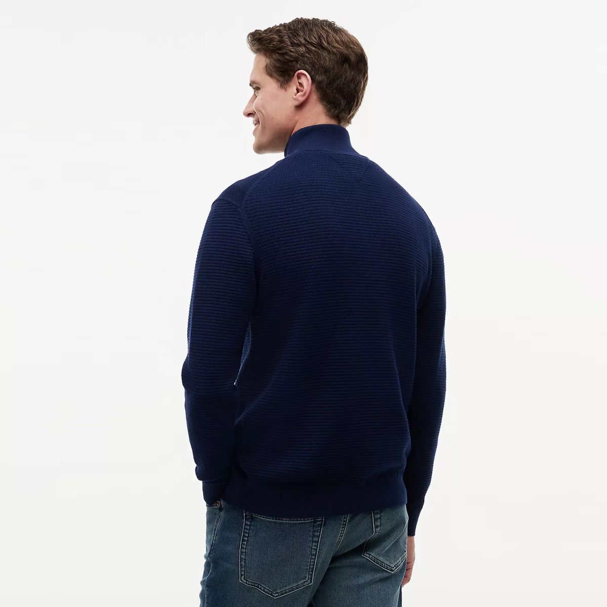 Tommy Hilfiger Textured Half-Zip Mock Neck Sweater Navy