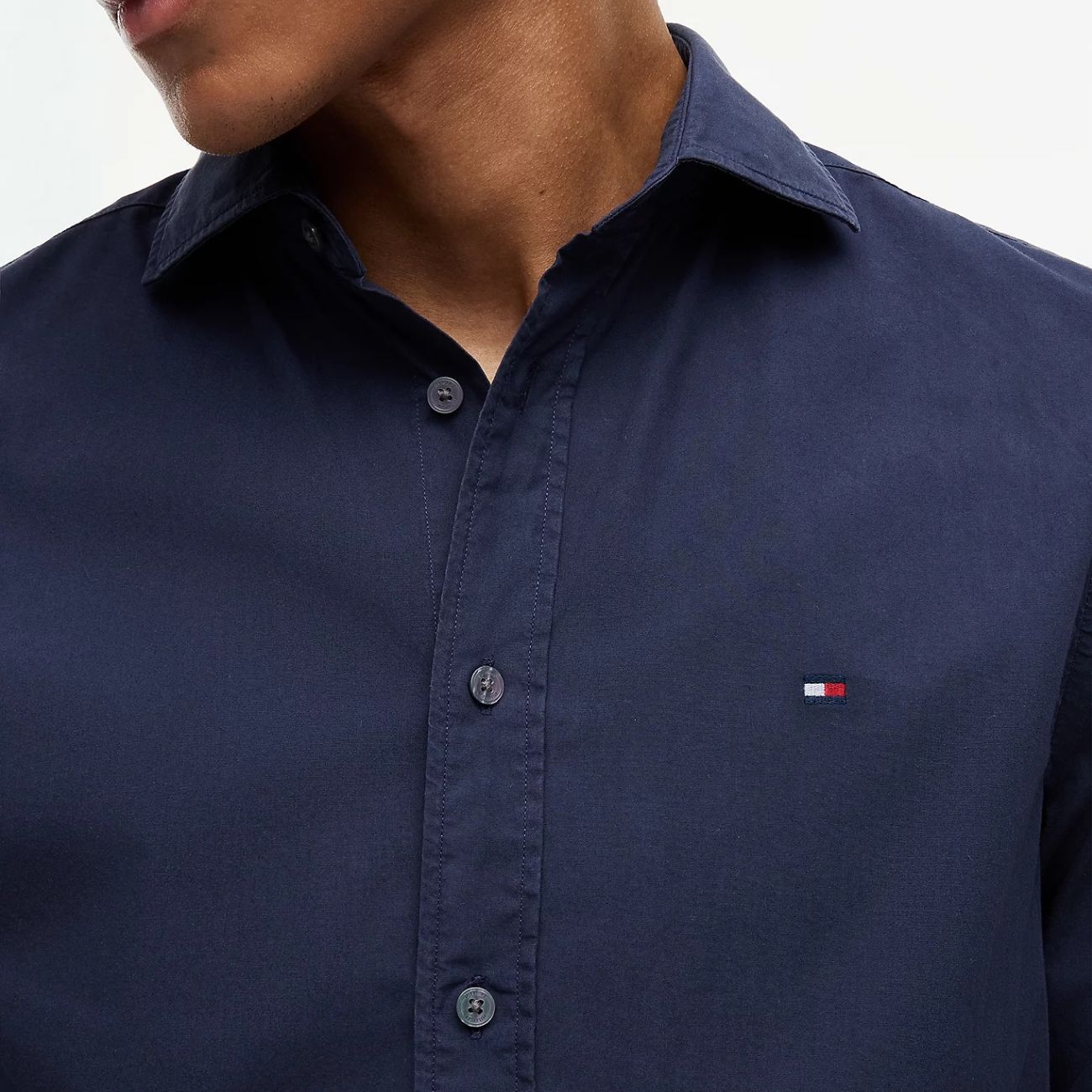 Tommy Hilfiger Washed Poplin Overhemd Navy