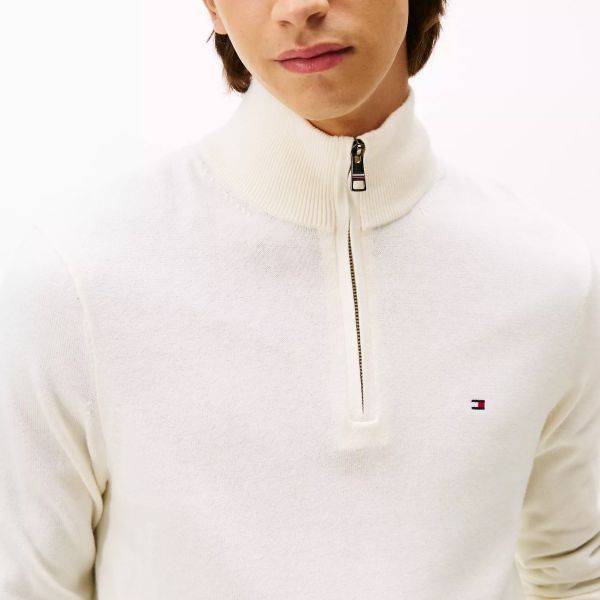 Tommy Hilfiger Zip Mock Sweater Off White