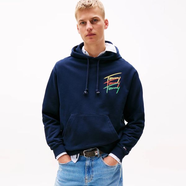 Tommy Jeans 3 Color Sign Hoodie Navy