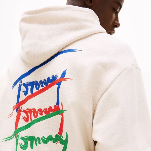 Tommy Jeans 3 Color Sign Hoodie Off White