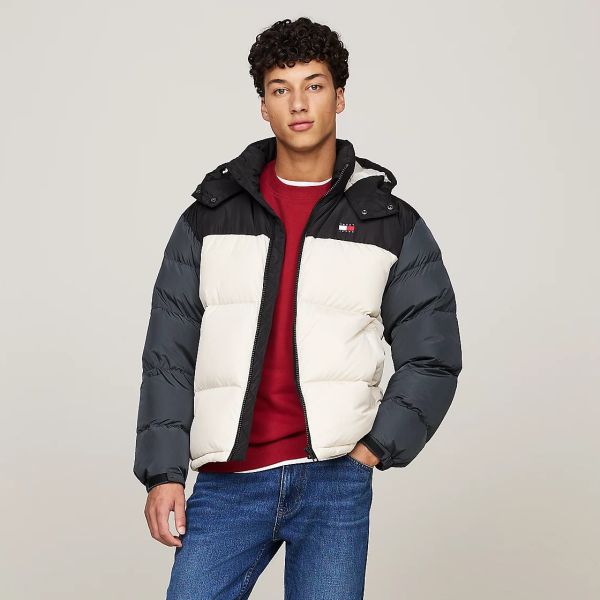 Tommy Jeans Alaska Colorblocked Puffer Off White/Zwart