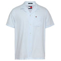Tommy Jeans Linen Blend Camp Overhemd Licht Blauw