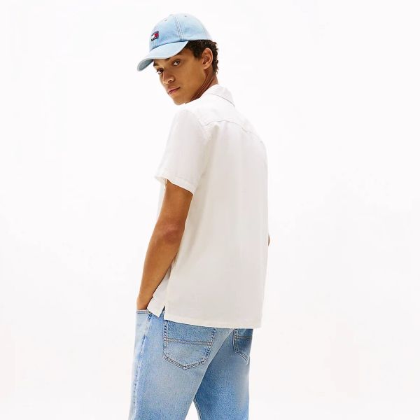 Tommy Jeans Linen Blend Camp Overhemd Wit