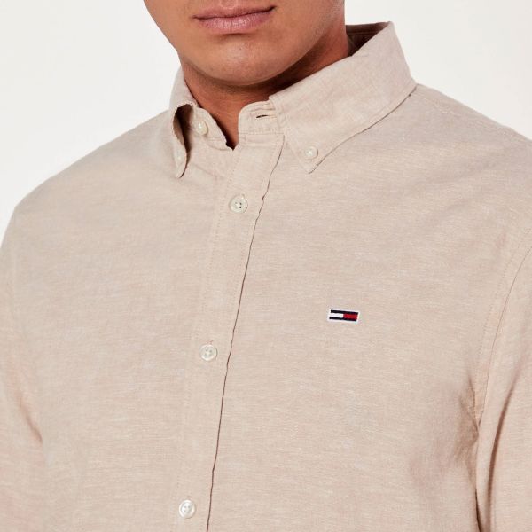 Tommy Jeans Linen Blend Overhemd Bruin