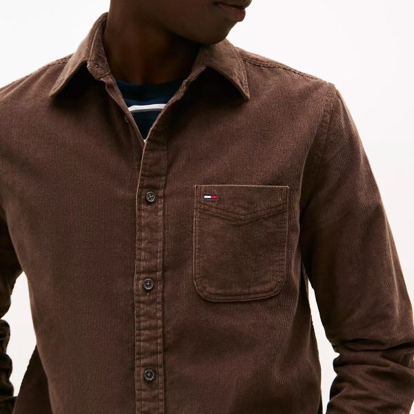 Tommy Jeans Regular Baby Cord Overshirt Bruin