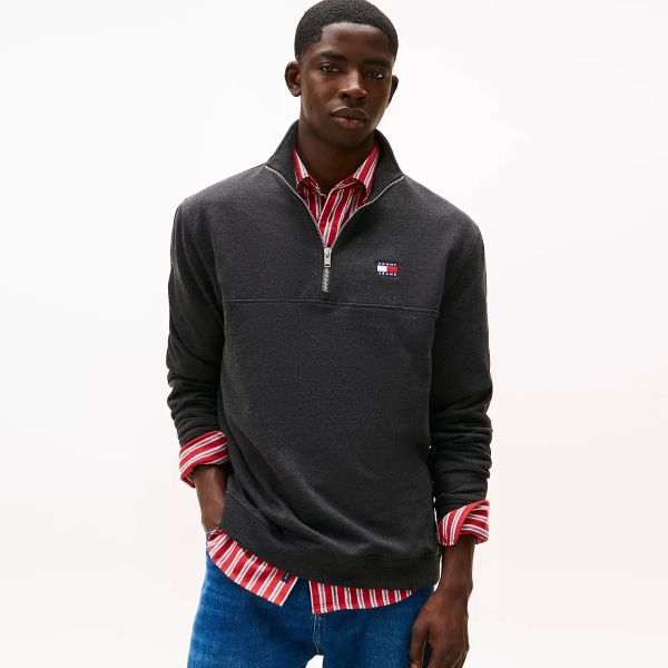 Tommy Jeans Regular Badge Quarter Zip Sweater Zwart