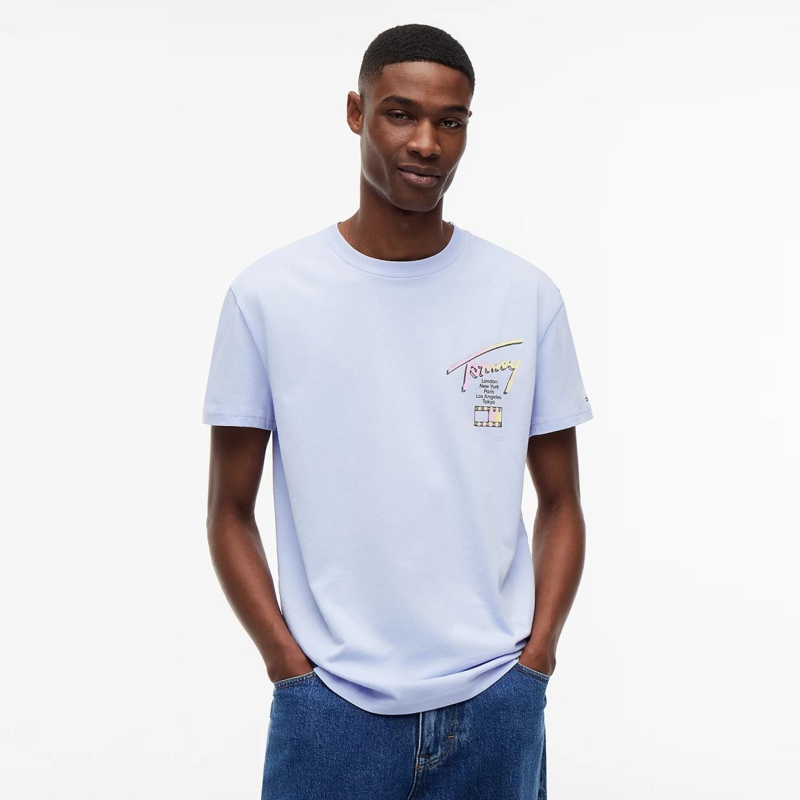 Tommy Jeans Regular City Sign T-shirt Licht Blauw