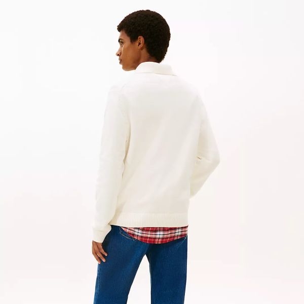 Tommy Jeans Slim Essential Polo Sweater Off White