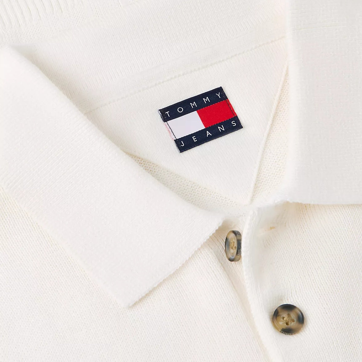 Tommy Jeans Slim Essential Polo Sweater Off White
