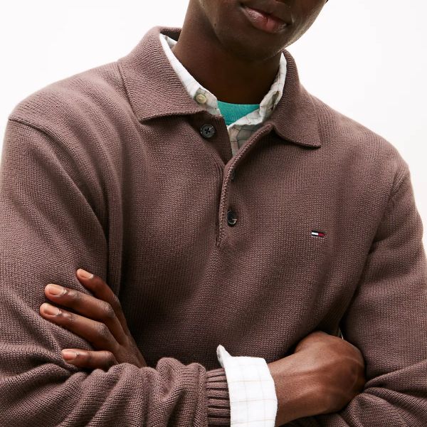 Tommy Jeans Slim Essential Polo Sweater Bruin