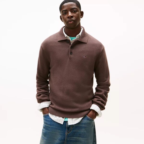 Tommy Jeans Slim Essential Polo Sweater Bruin