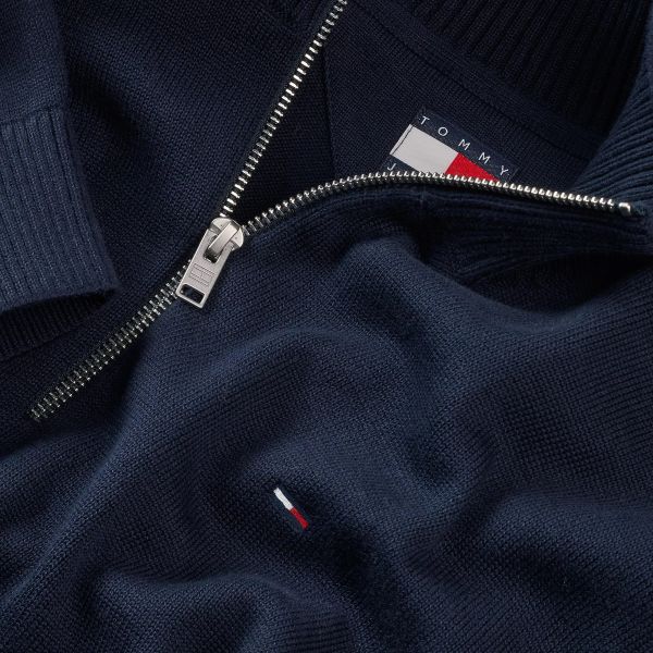 Tommy Jeans Slim Essential Quarter Zip Sweater Navy