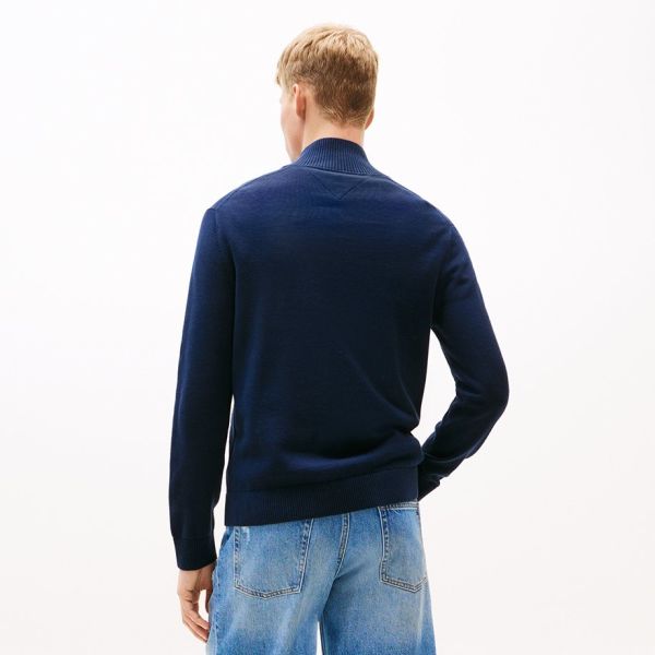 Tommy Jeans Slim Essential Quarter Zip Sweater Navy