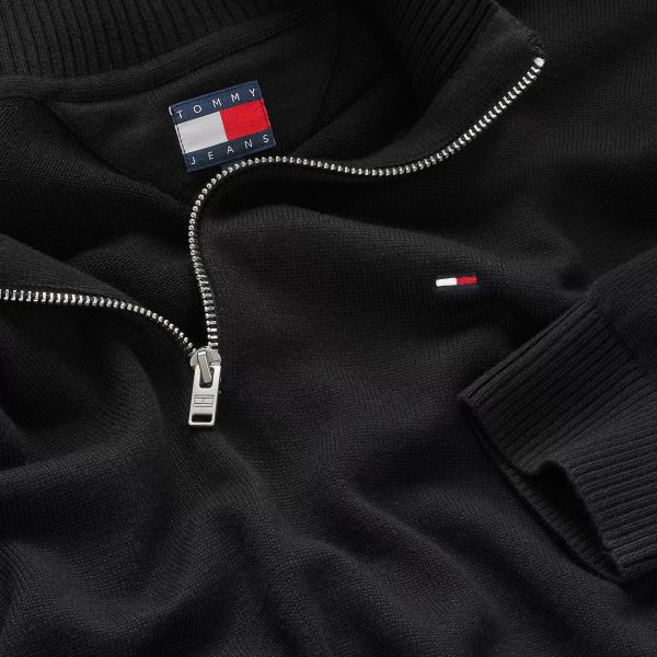 Tommy Jeans Slim Essential Quarter Zip Sweater Zwart