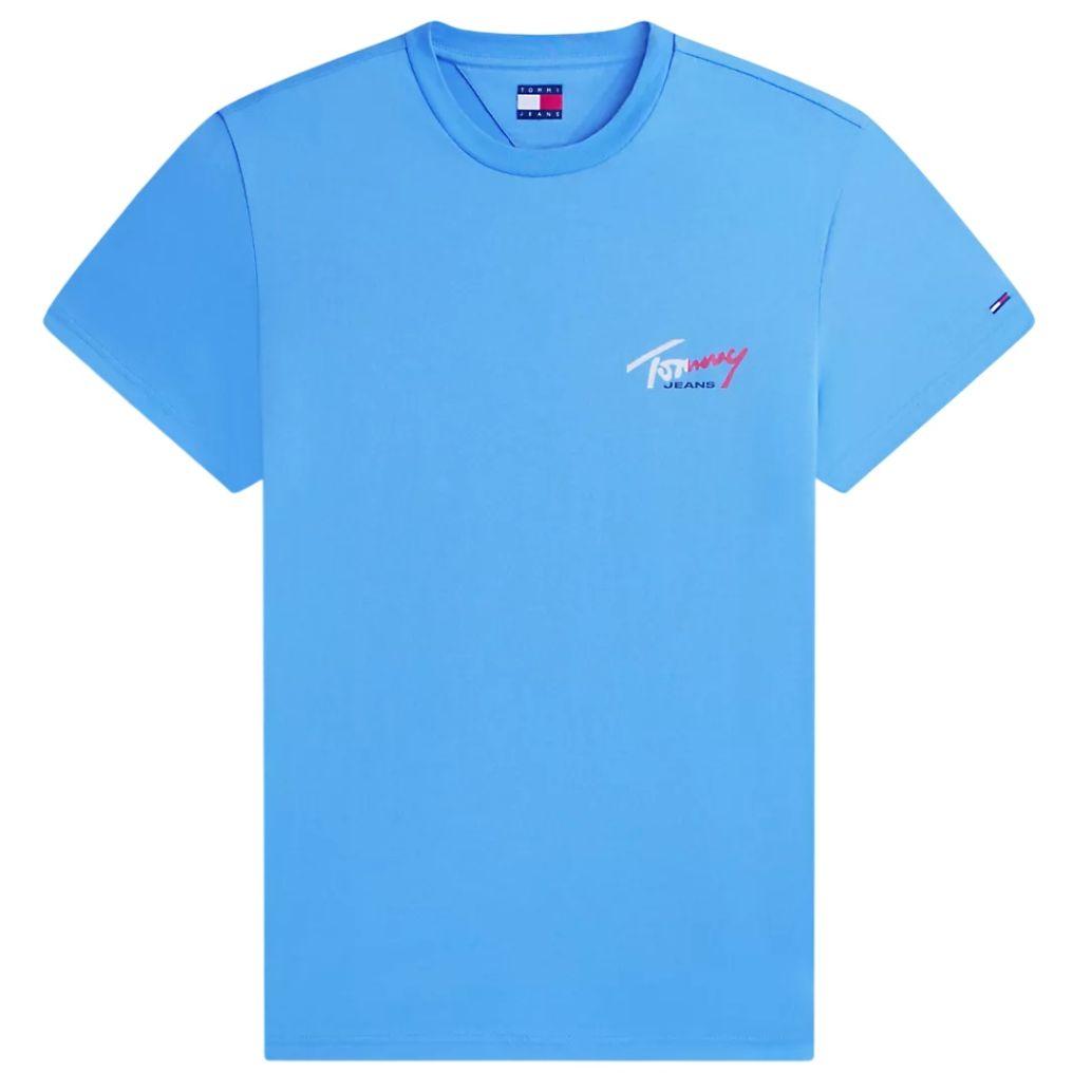 Tommy Jeans Slim Sign Chest T-shirt Blauw