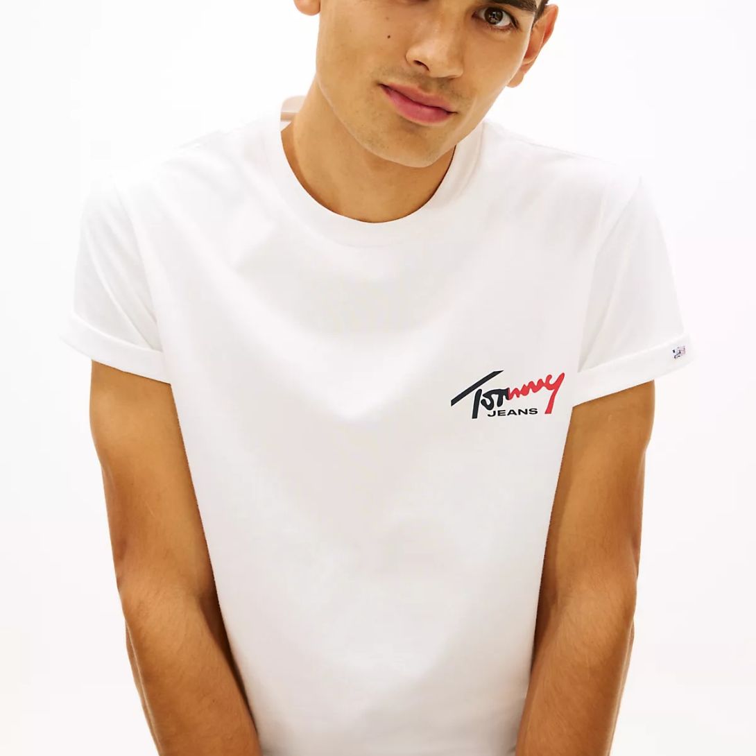 Tommy Jeans Slim Sign Chest T-shirt Wit