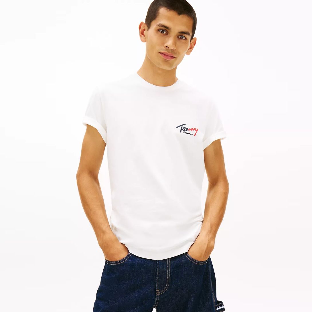 Tommy Jeans Slim Sign Chest T-shirt Wit