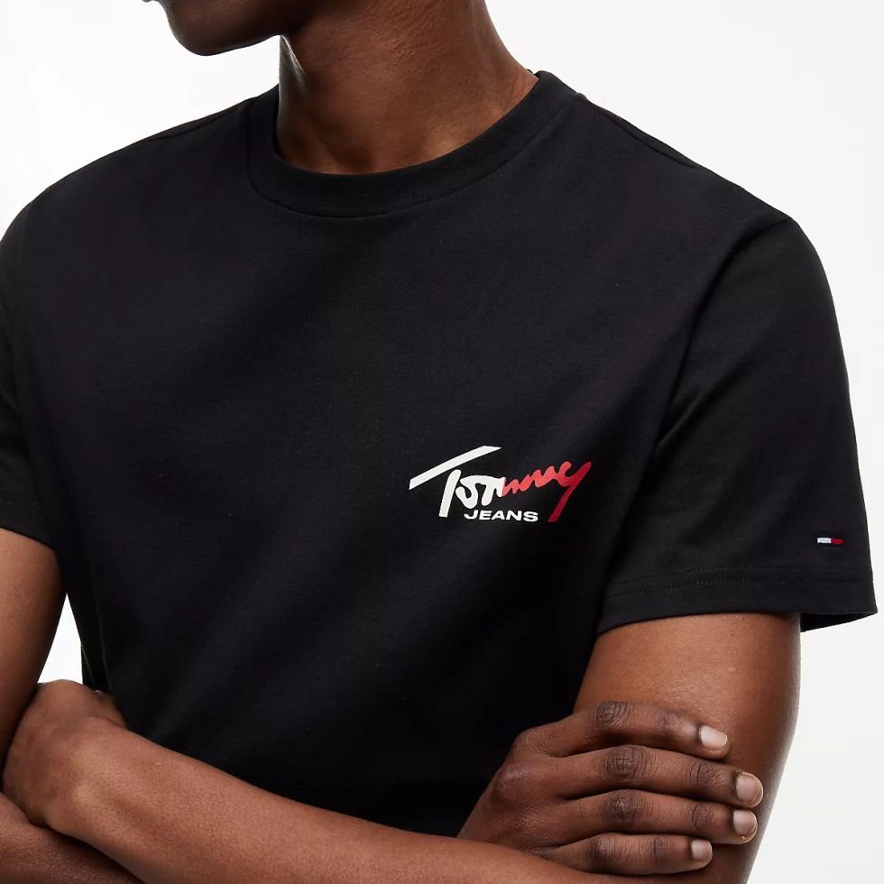 Tommy Jeans Slim Sign Chest T-shirt Zwart