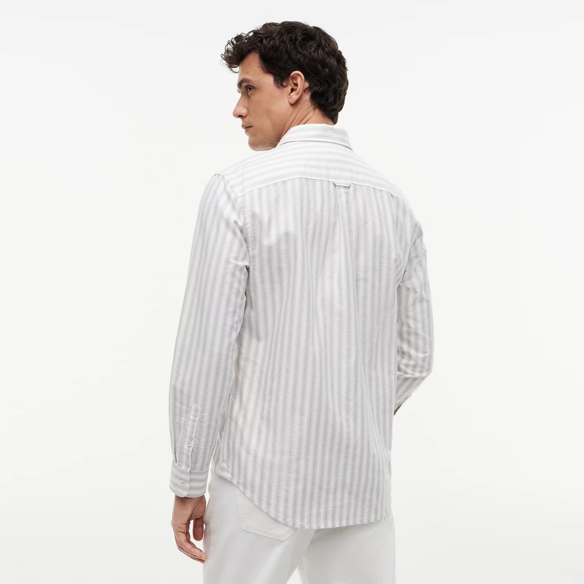Tommy Jeans Stripe Oxford Overhemd Wit/Beige