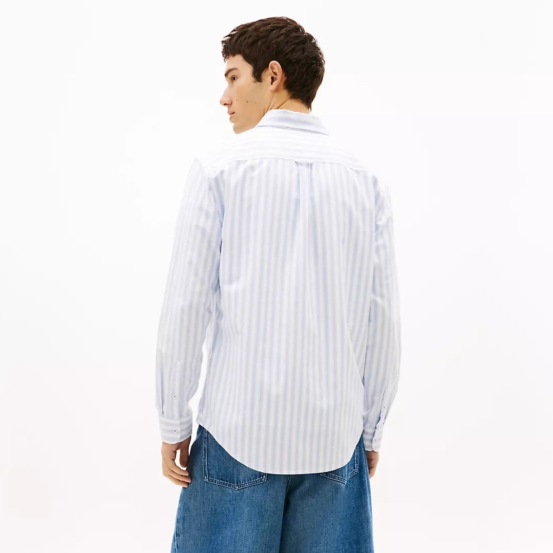 Tommy Jeans Stripe Oxford Overhemd Wit/Blauw