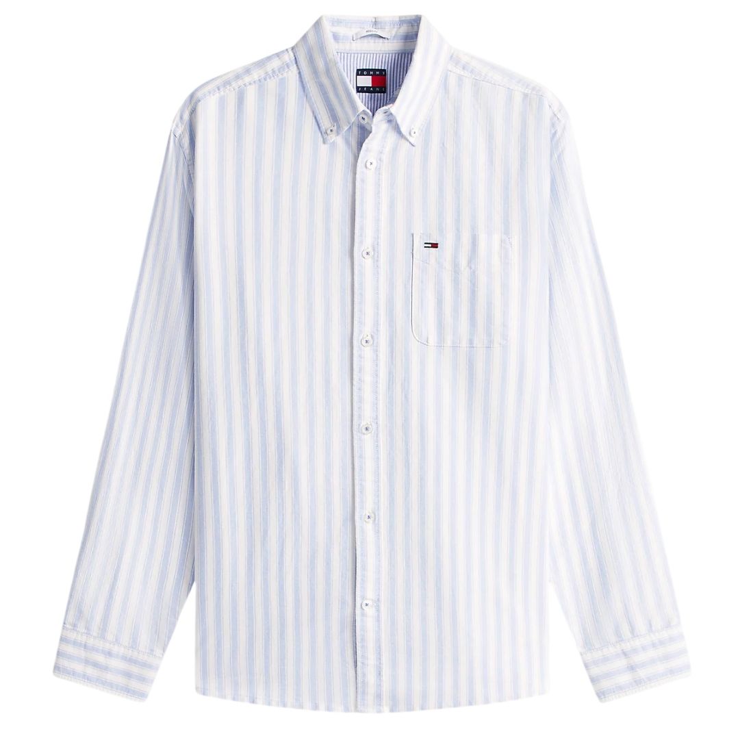 Tommy Jeans Stripe Oxford Overhemd Wit/Blauw