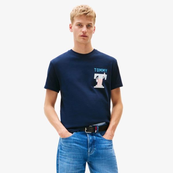Tommy Jeans USA Script T-shirt Navy