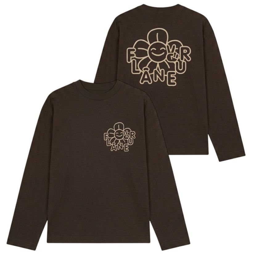 Flâneur Happy Flower Longsleeve T-shirt Bruin