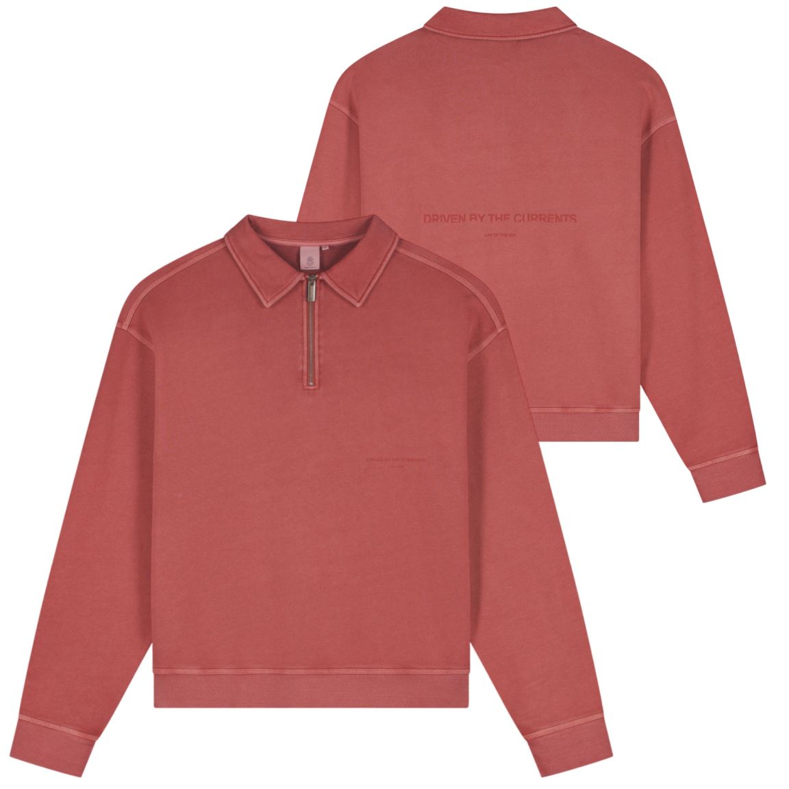 Law of the Sea Rusk Garment Dyed Longsleeve Polo Rood