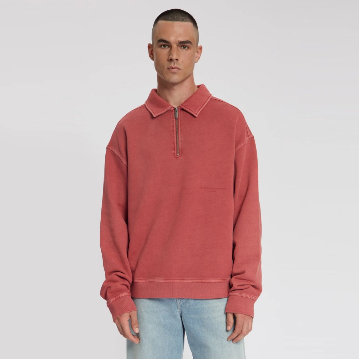 Law of the Sea Rusk Garment Dyed Longsleeve Polo Rood