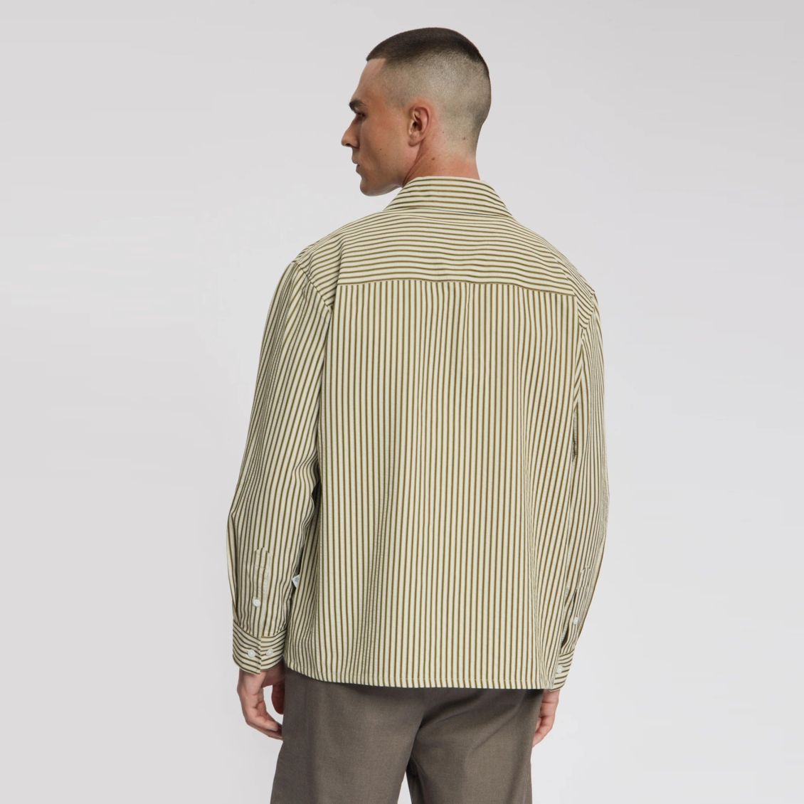 Law of the Sea Starboard Yarn Dyed Striped Overhemd Beige/Groen