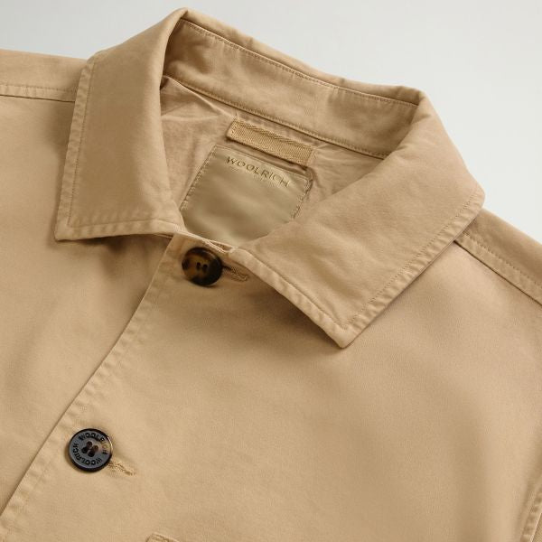 Woolrich Cotton Twill Chore Overshirt Beige