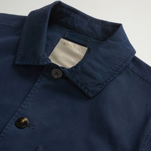 Woolrich Cotton Twill Chore Overshirt Navy