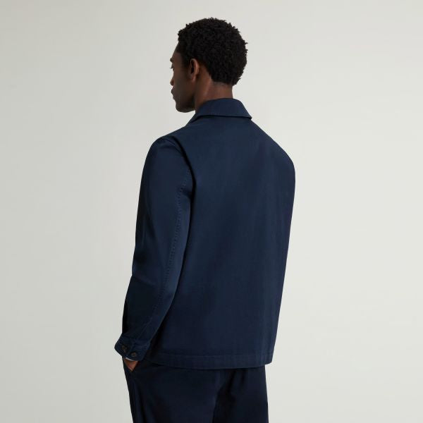 Woolrich Cotton Twill Chore Overshirt Navy