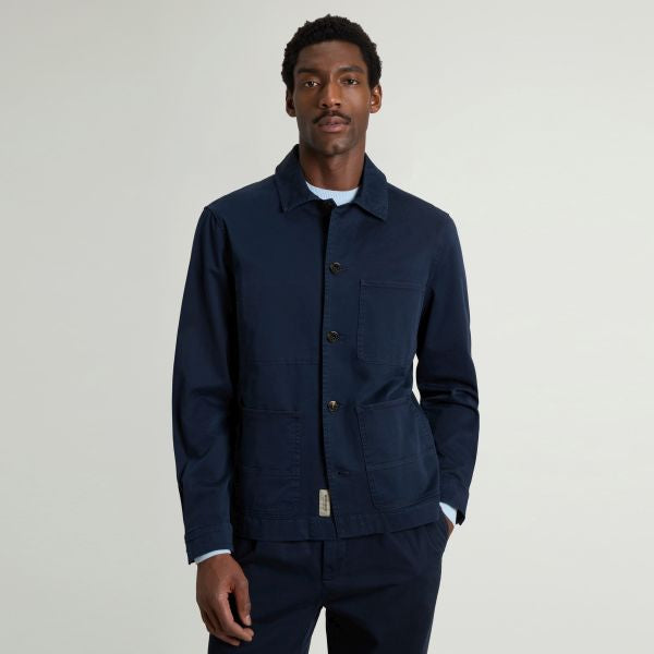 Woolrich Cotton Twill Chore Overshirt Navy
