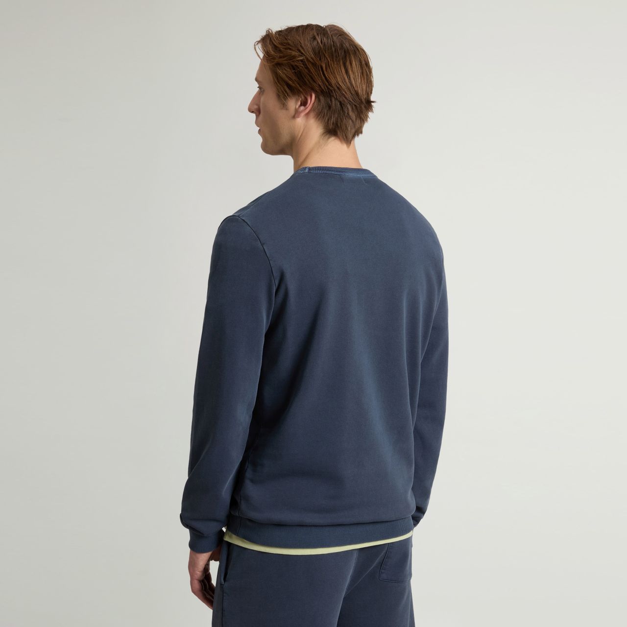 Woolrich Garment Dyed Logo Sweater Navy