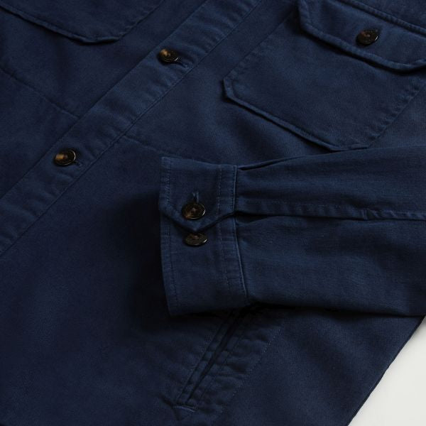 Woolrich Linen Blend Safari Overshirt Navy